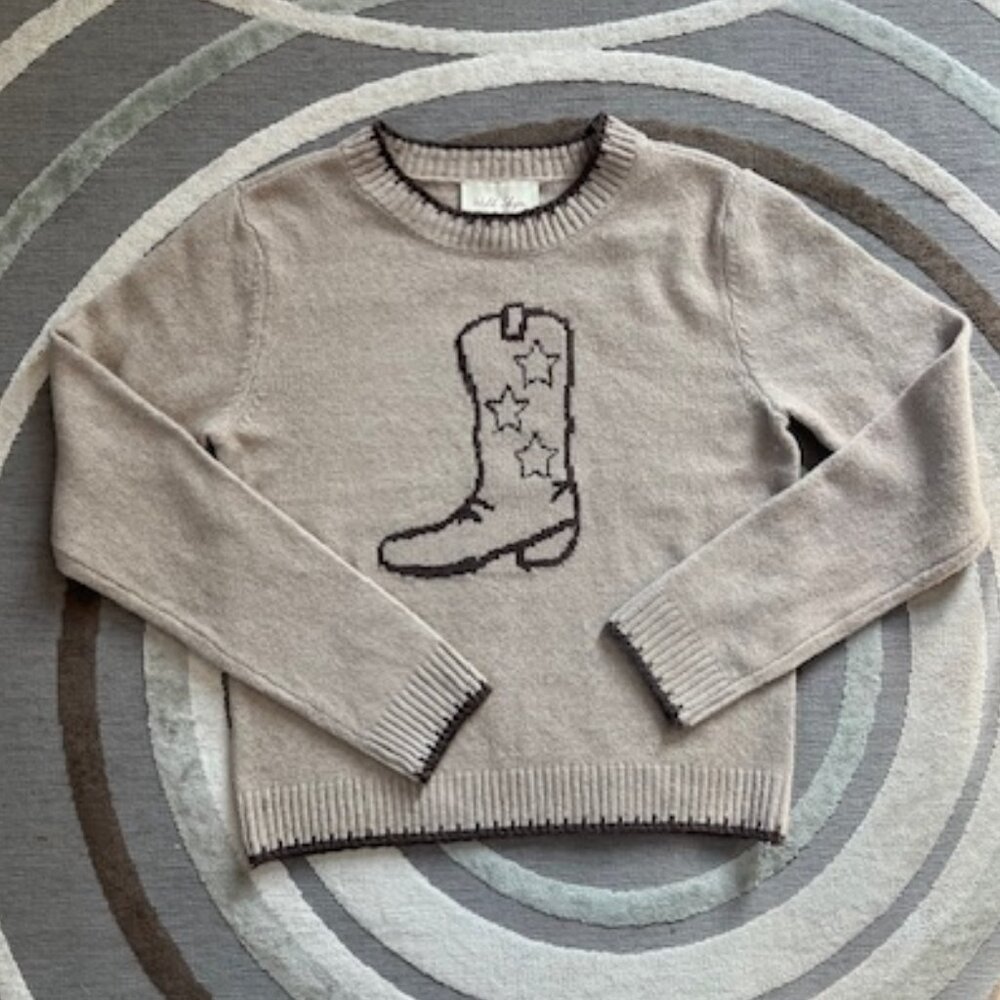 Wild Skye Tan Cowboy Boot Western Sweater Size Large